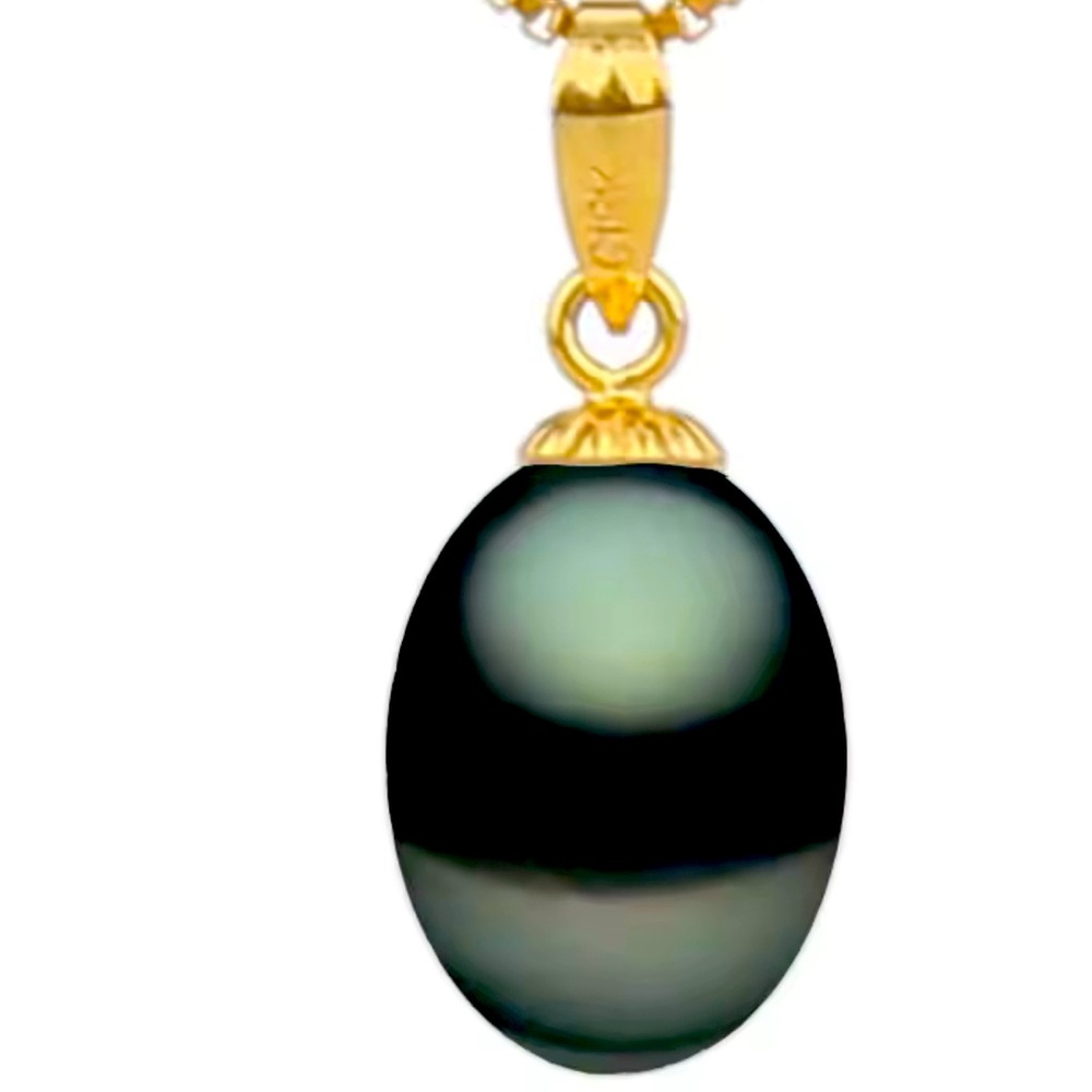 Black Freshwater Pearl 17” Gold Plated over Silver 16” Necklace